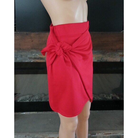 Love Women's MEDIUM Red Tie Wrap Mini Skirt Sexy Clubbing Party Dancing City Fun - Picture 3 of 10